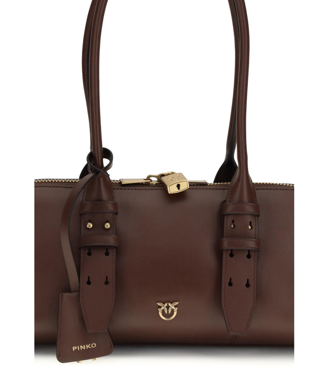 PINKO Бордовая кожаная сумка через плечо, фото 4