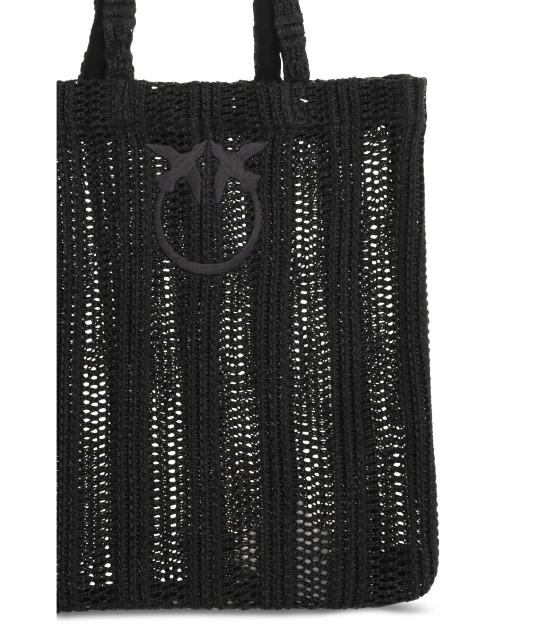 PINKO Черная пелетеная сумка тоут, фото 3