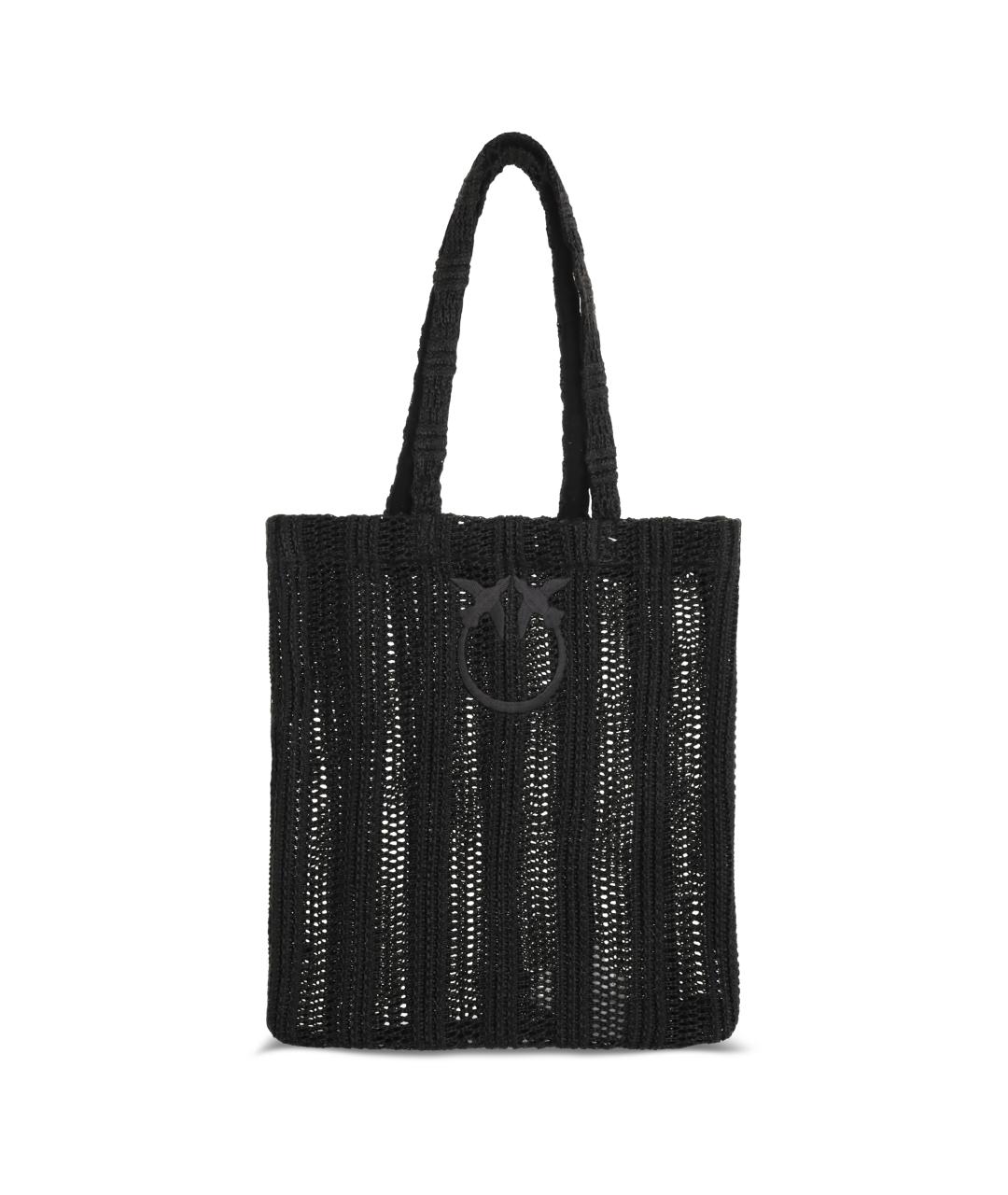 PINKO Черная пелетеная сумка тоут, фото 1