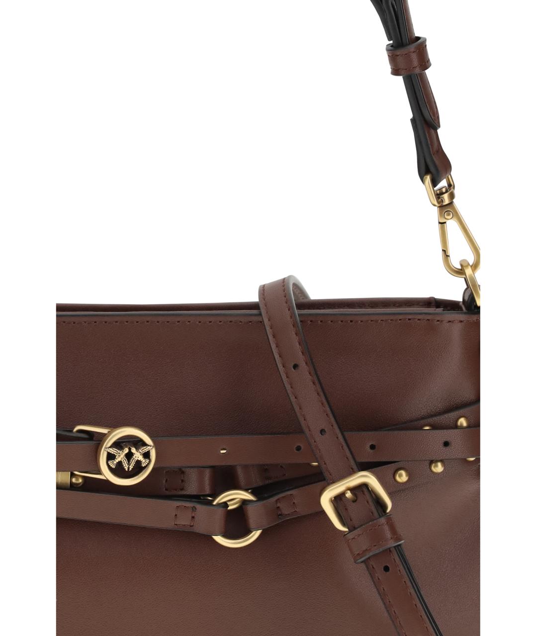 PINKO Бордовая кожаная сумка через плечо, фото 4