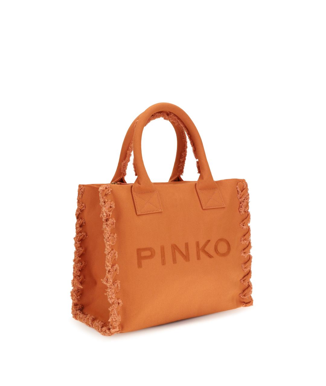 PINKO Оранжевая хлопковая сумка тоут, фото 2