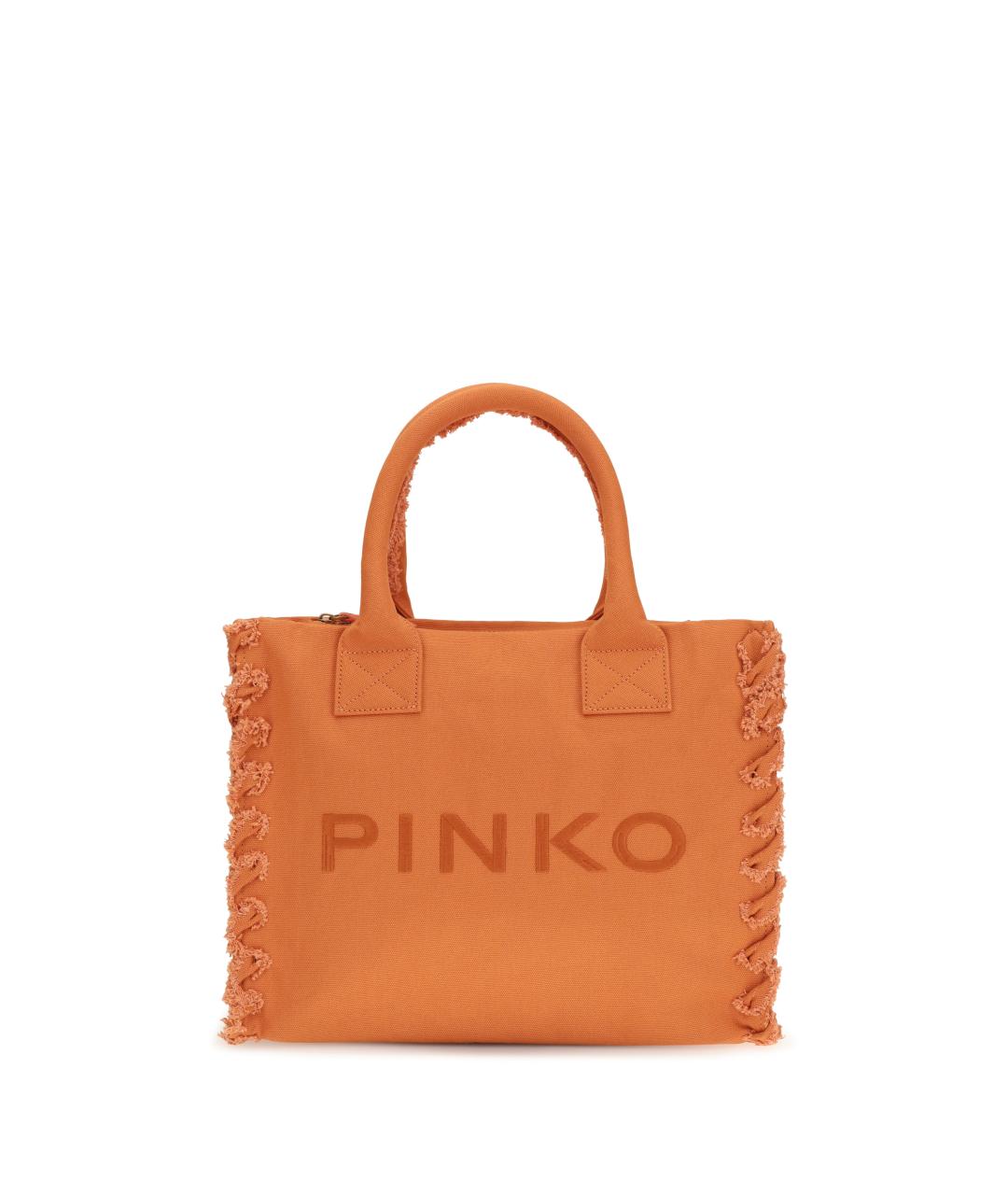 PINKO Оранжевая хлопковая сумка тоут, фото 1