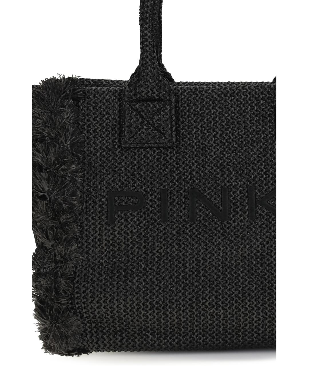 PINKO Черная тканевая сумка тоут, фото 4