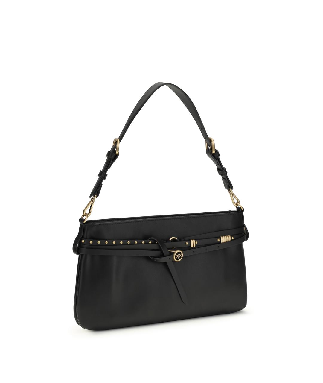 PINKO Черная кожаная сумка через плечо, фото 2