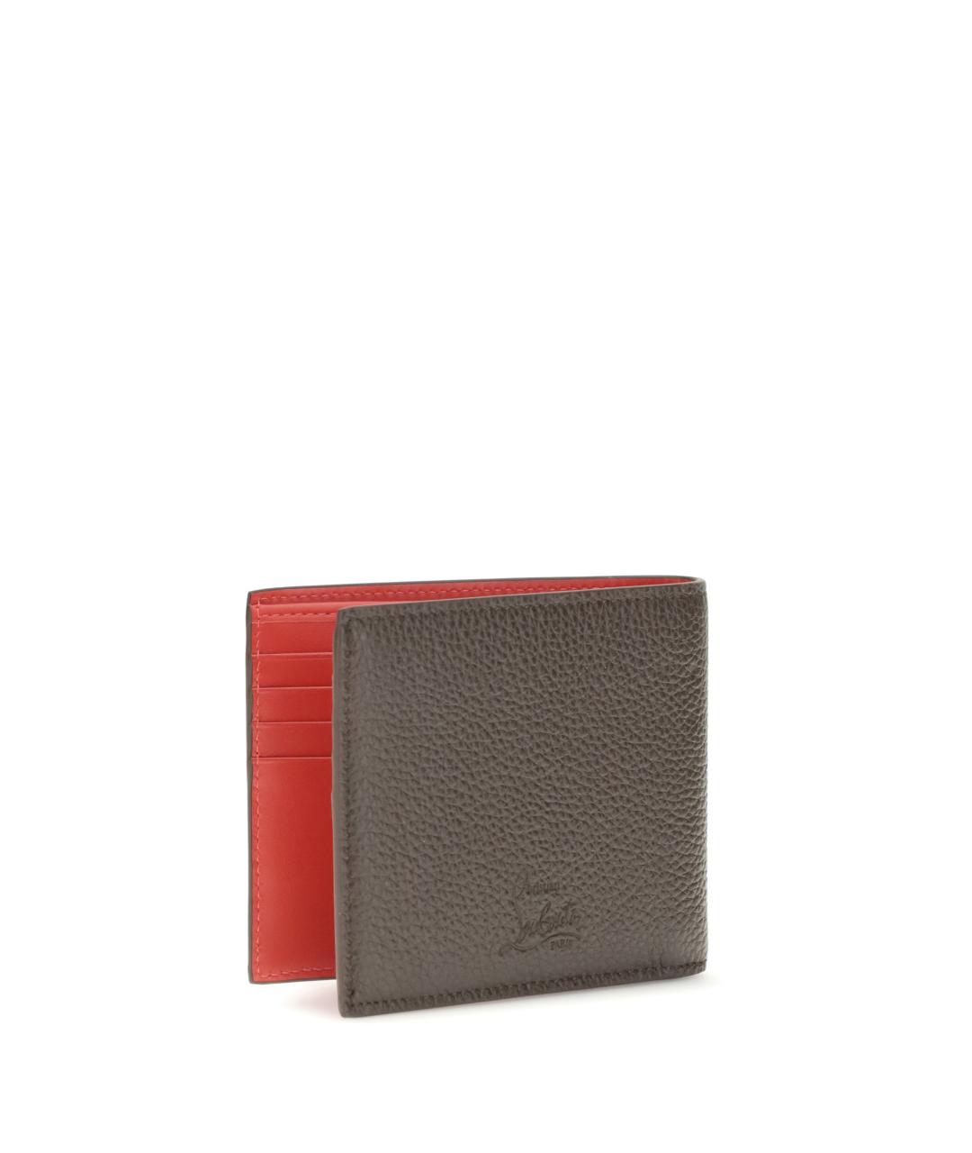 CHRISTIAN LOUBOUTIN Коричневый кожаный кошелек, фото 2