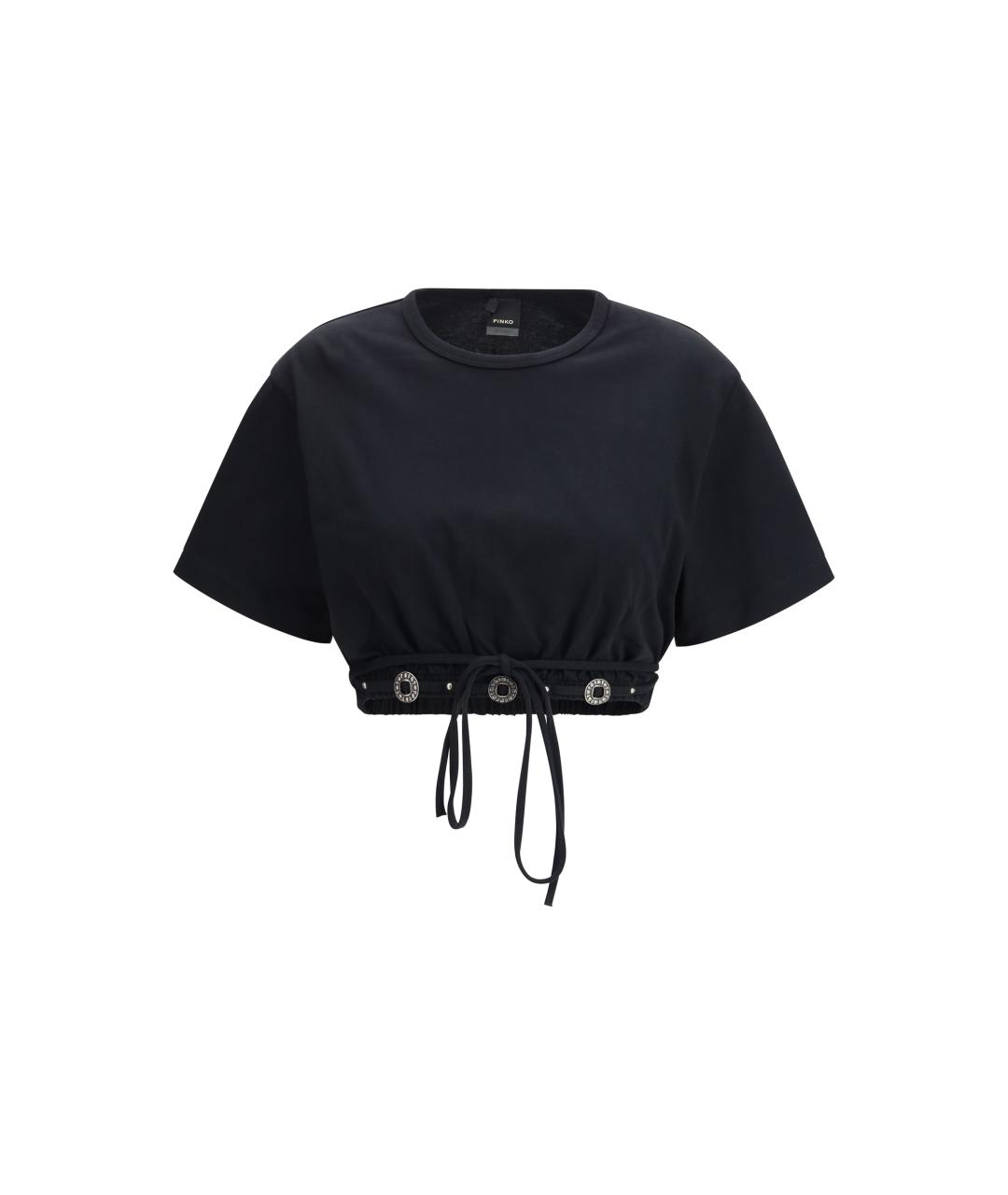 PINKO Черная хлопковая футболка, фото 4