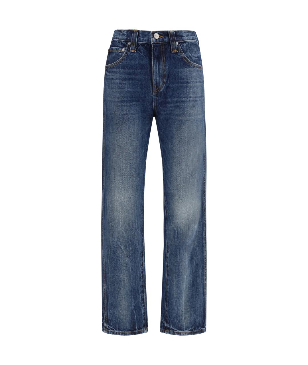 KHAITE Синие хлопковые прямые джинсы, фото 1