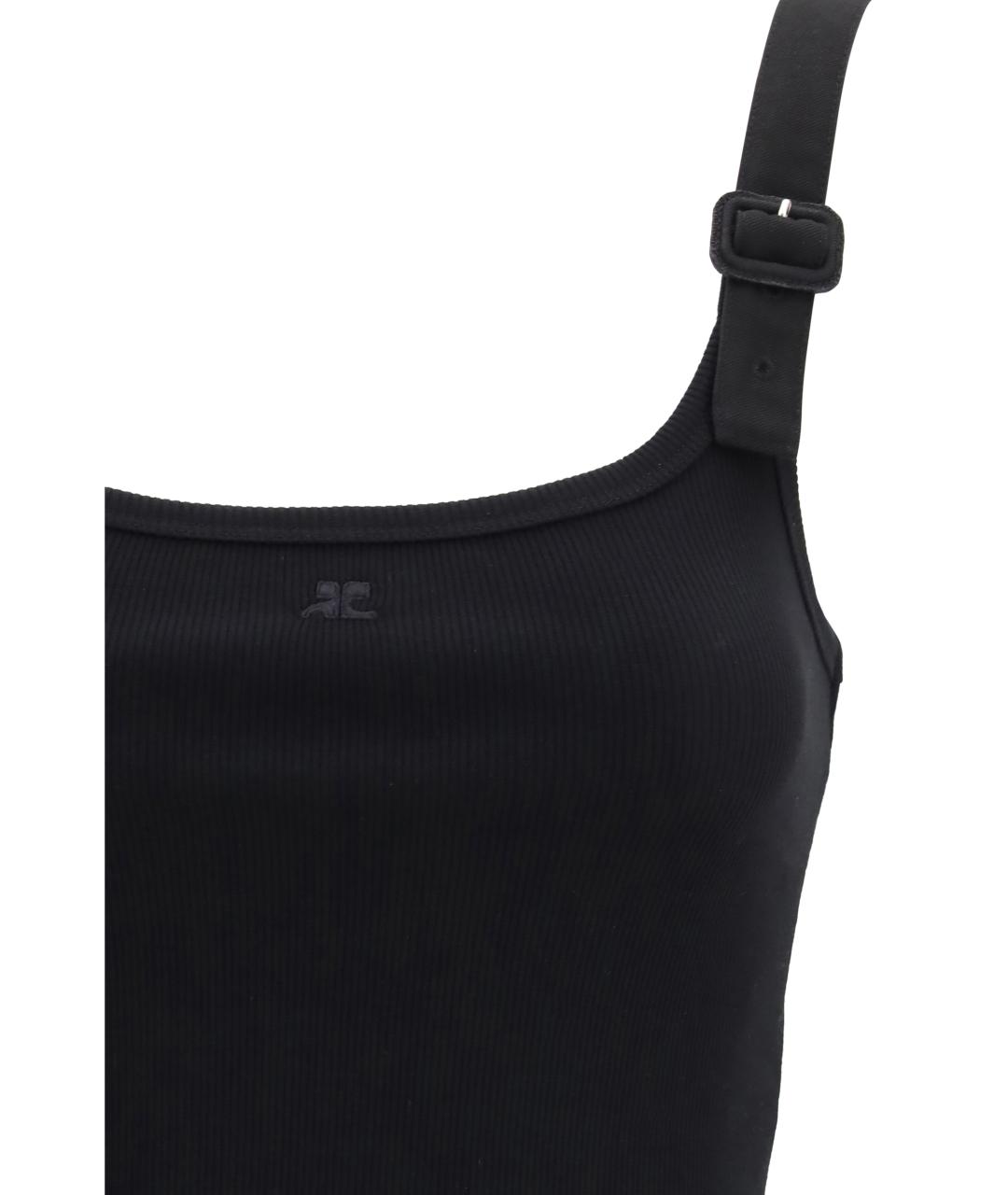 COURREGES Черная хлопко-эластановая майка, фото 3