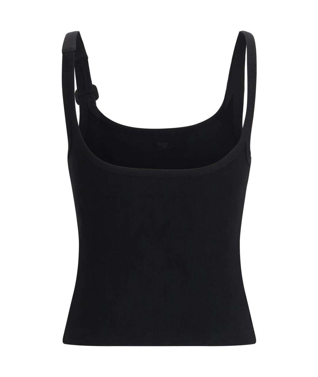 COURREGES Черная хлопко-эластановая майка, фото 2