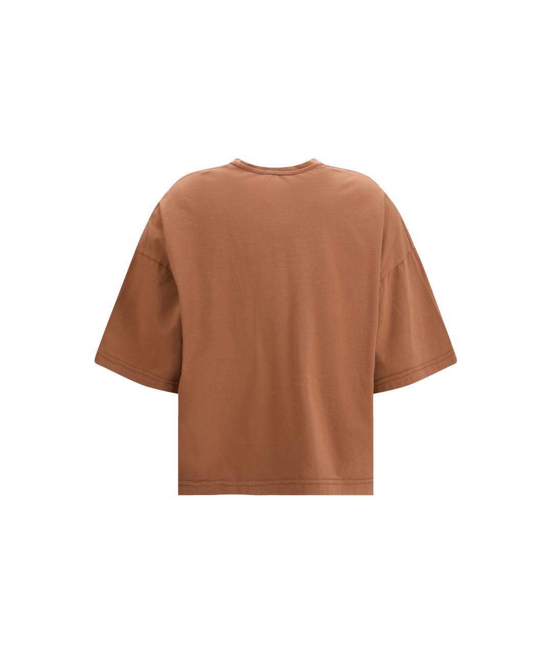 FORTE FORTE Коричневая хлопковая футболка, фото 2