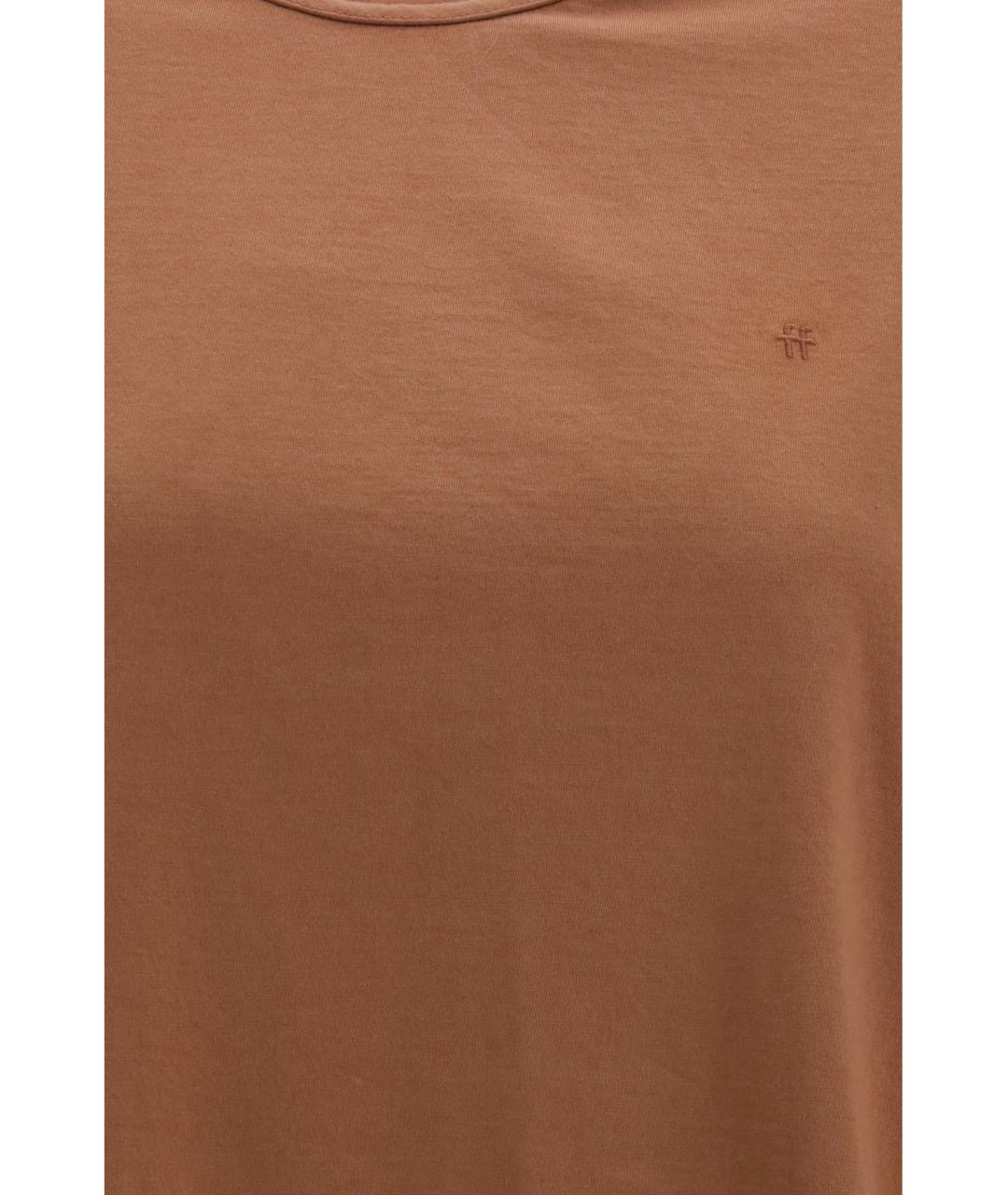 FORTE FORTE Коричневая хлопковая футболка, фото 3