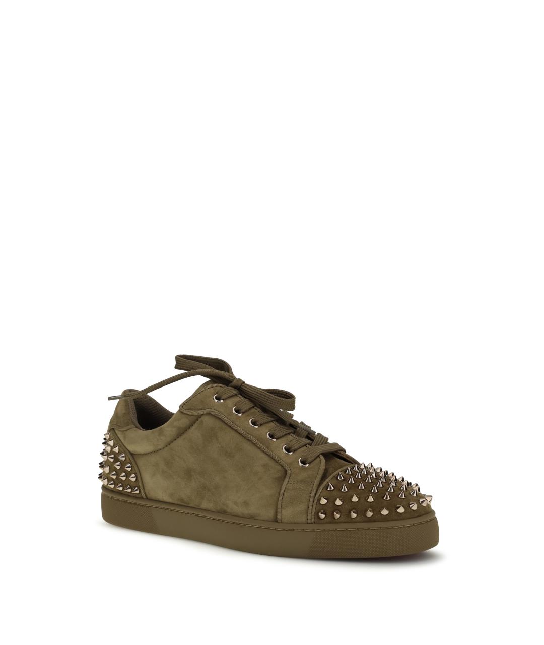 CHRISTIAN LOUBOUTIN Коричневые замшевые низкие кроссовки / кеды, фото 2