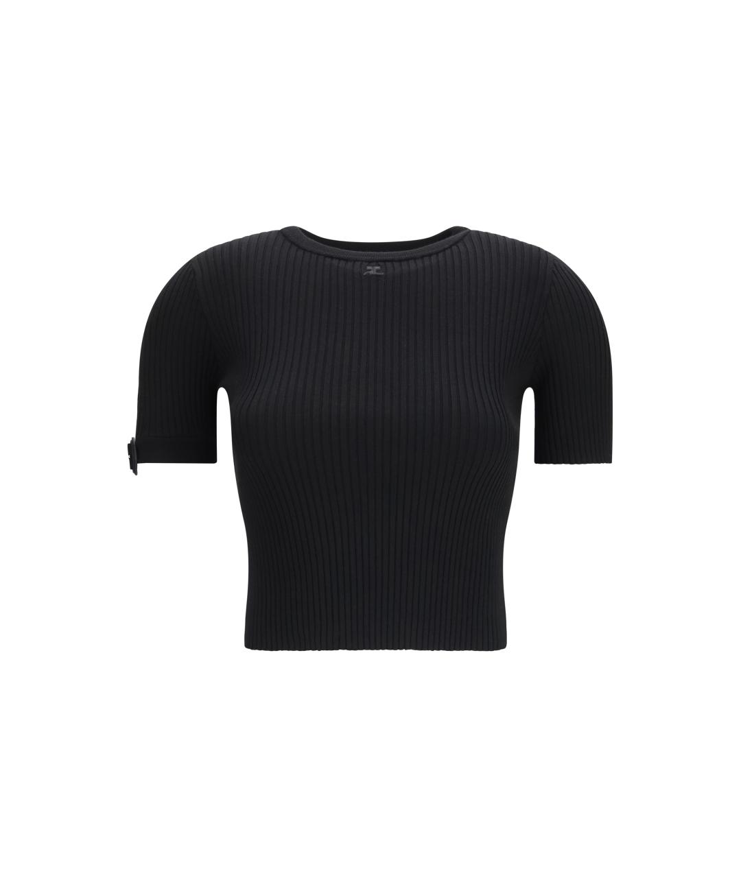 COURREGES Черная вискозная футболка, фото 1