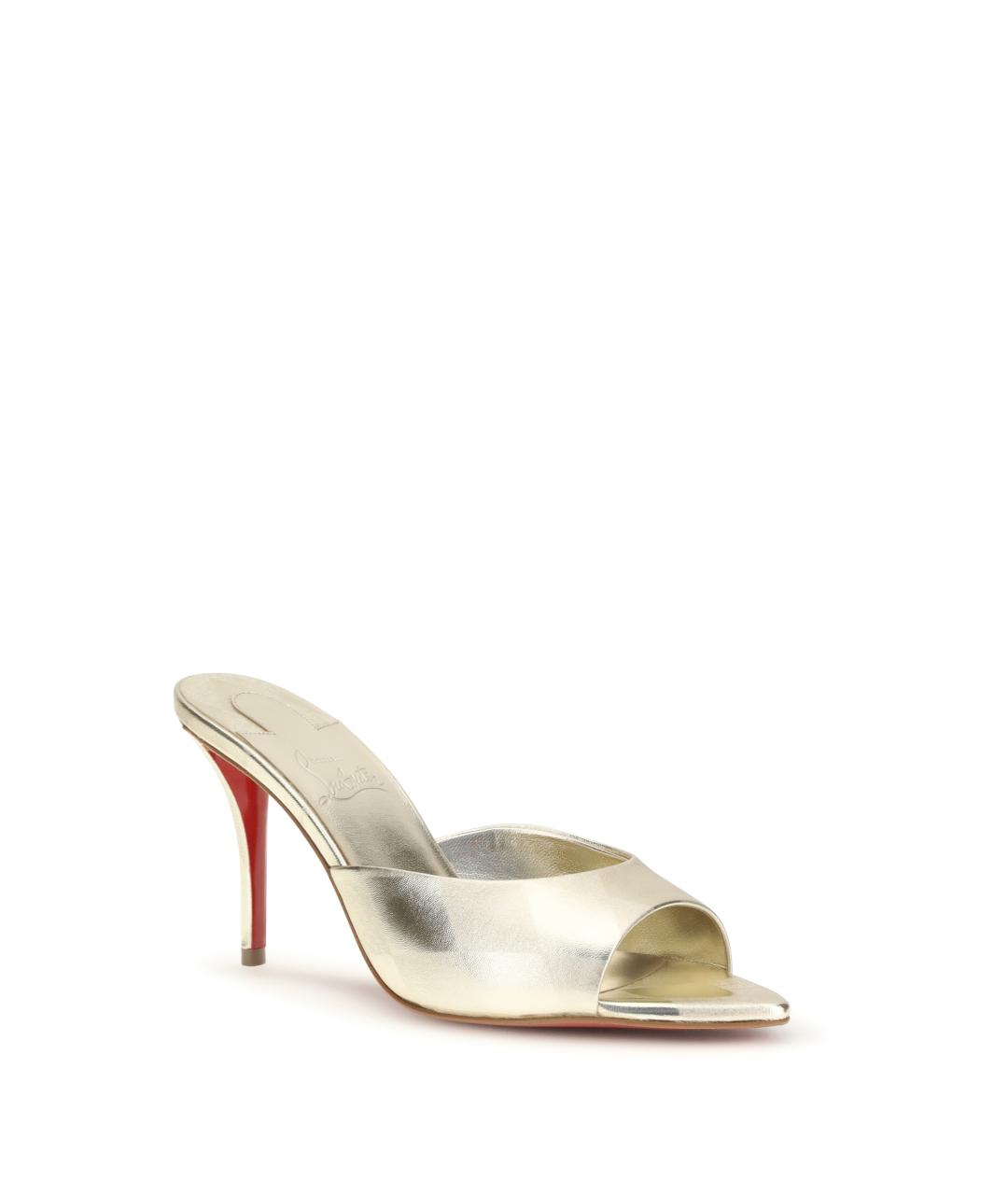 CHRISTIAN LOUBOUTIN Золотые кожаные мюли, фото 2