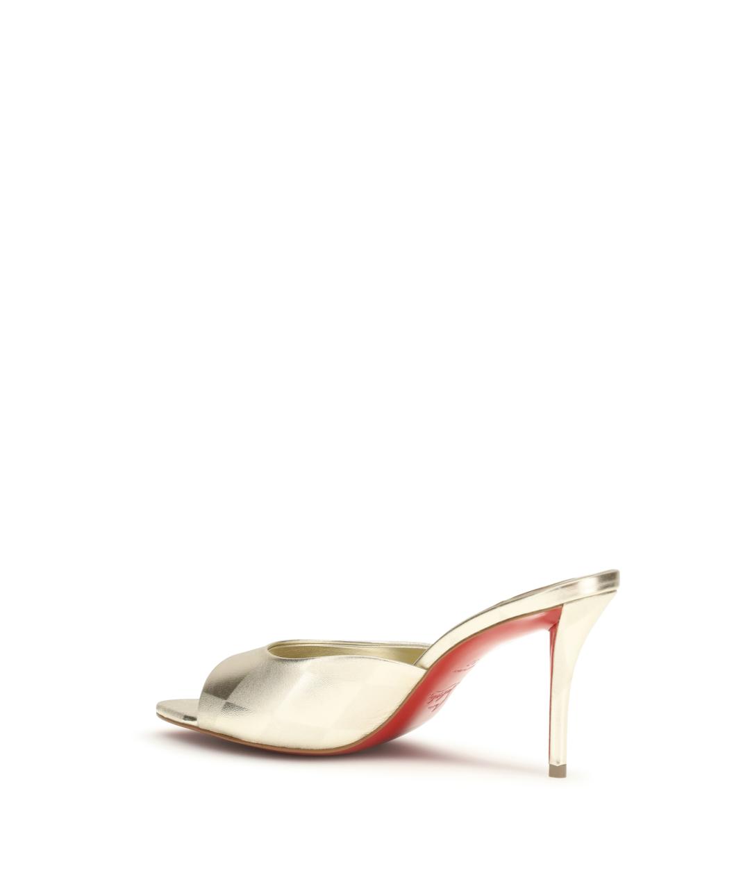CHRISTIAN LOUBOUTIN Золотые кожаные мюли, фото 3