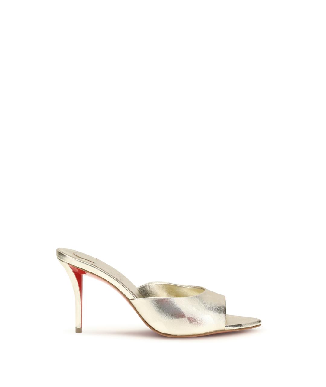 CHRISTIAN LOUBOUTIN Золотые кожаные мюли, фото 1