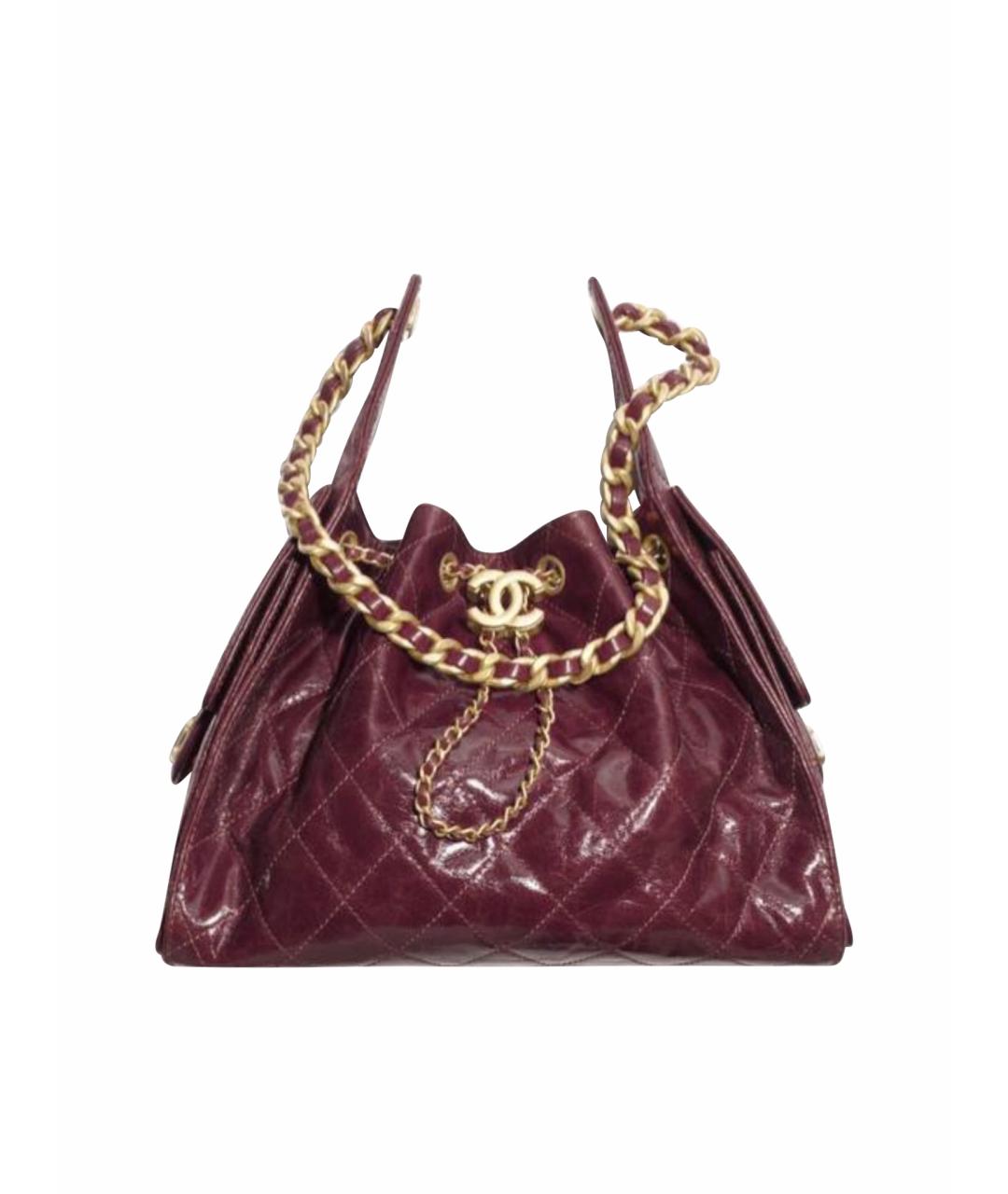 CHANEL Бордовая кожаная сумка тоут, фото 1