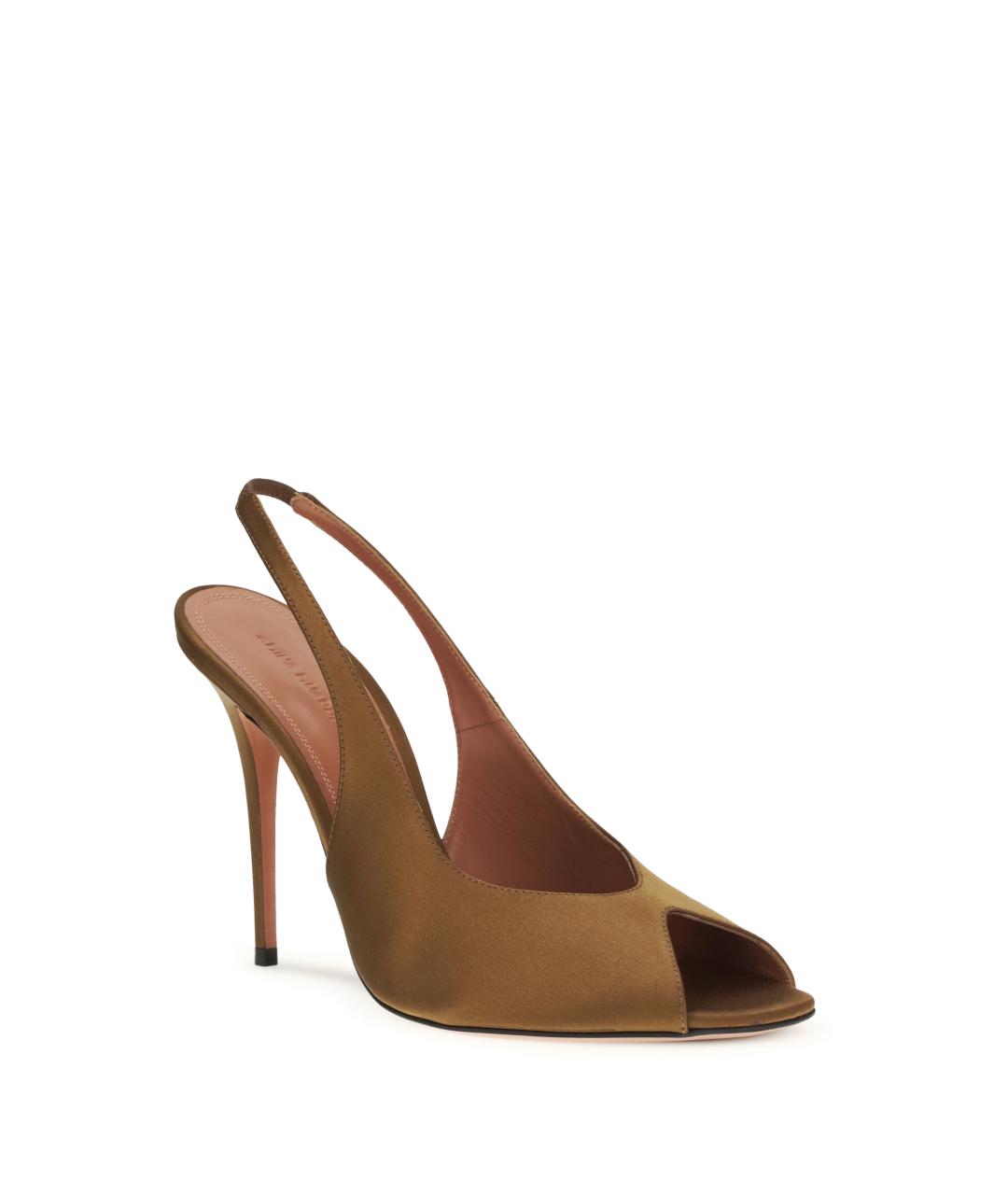 Amina Muaddi Коричневые текстильные туфли, фото 2