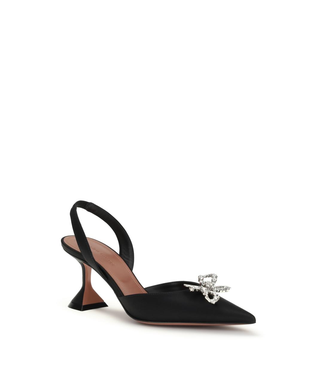 Amina Muaddi Черные текстильные туфли, фото 2