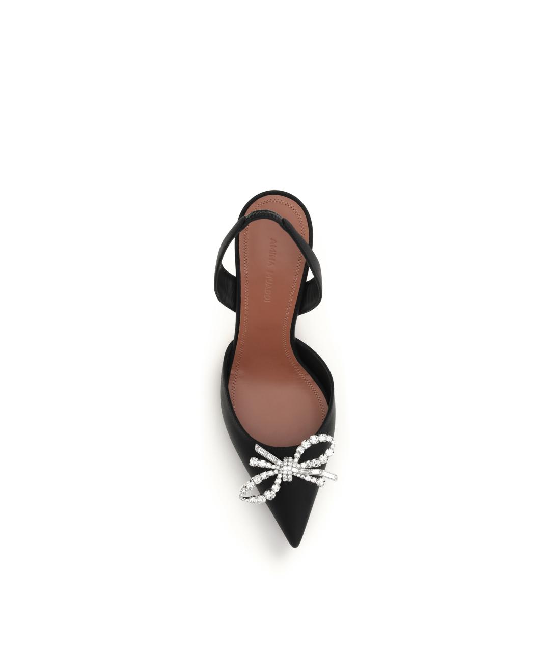 Amina Muaddi Черные текстильные туфли, фото 4