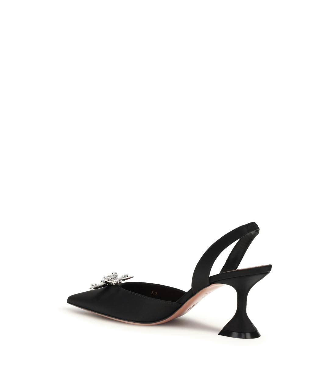 Amina Muaddi Черные текстильные туфли, фото 3