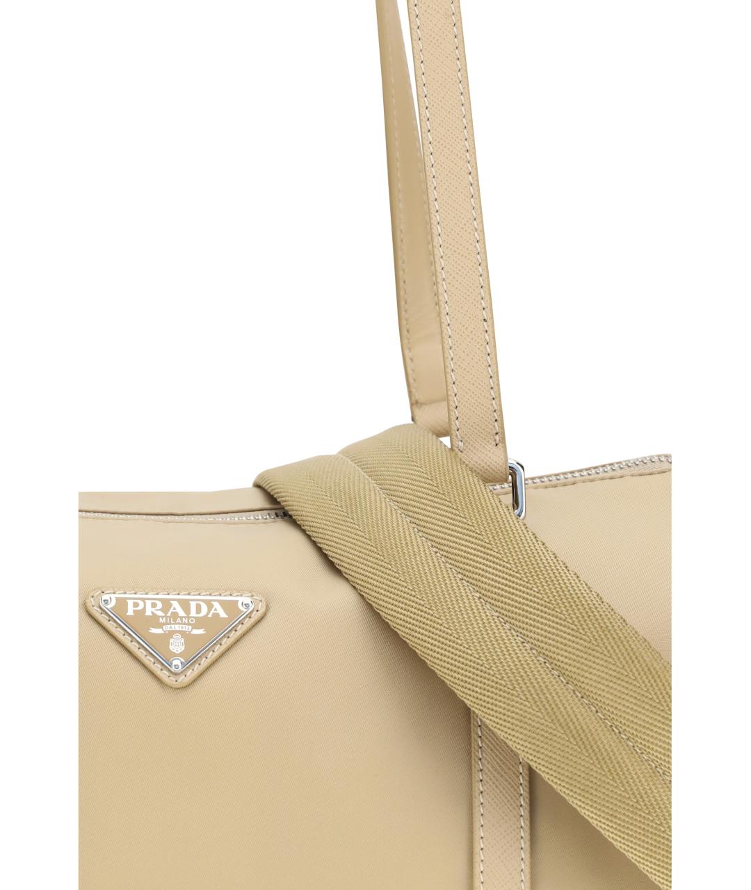 PRADA Бежевая тканевая сумка через плечо, фото 4