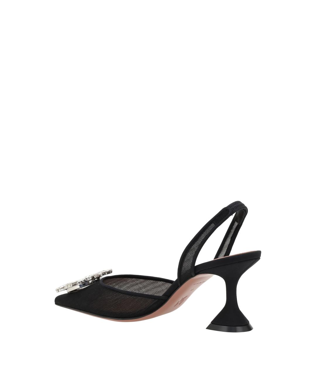 Amina Muaddi Черные текстильные туфли, фото 3