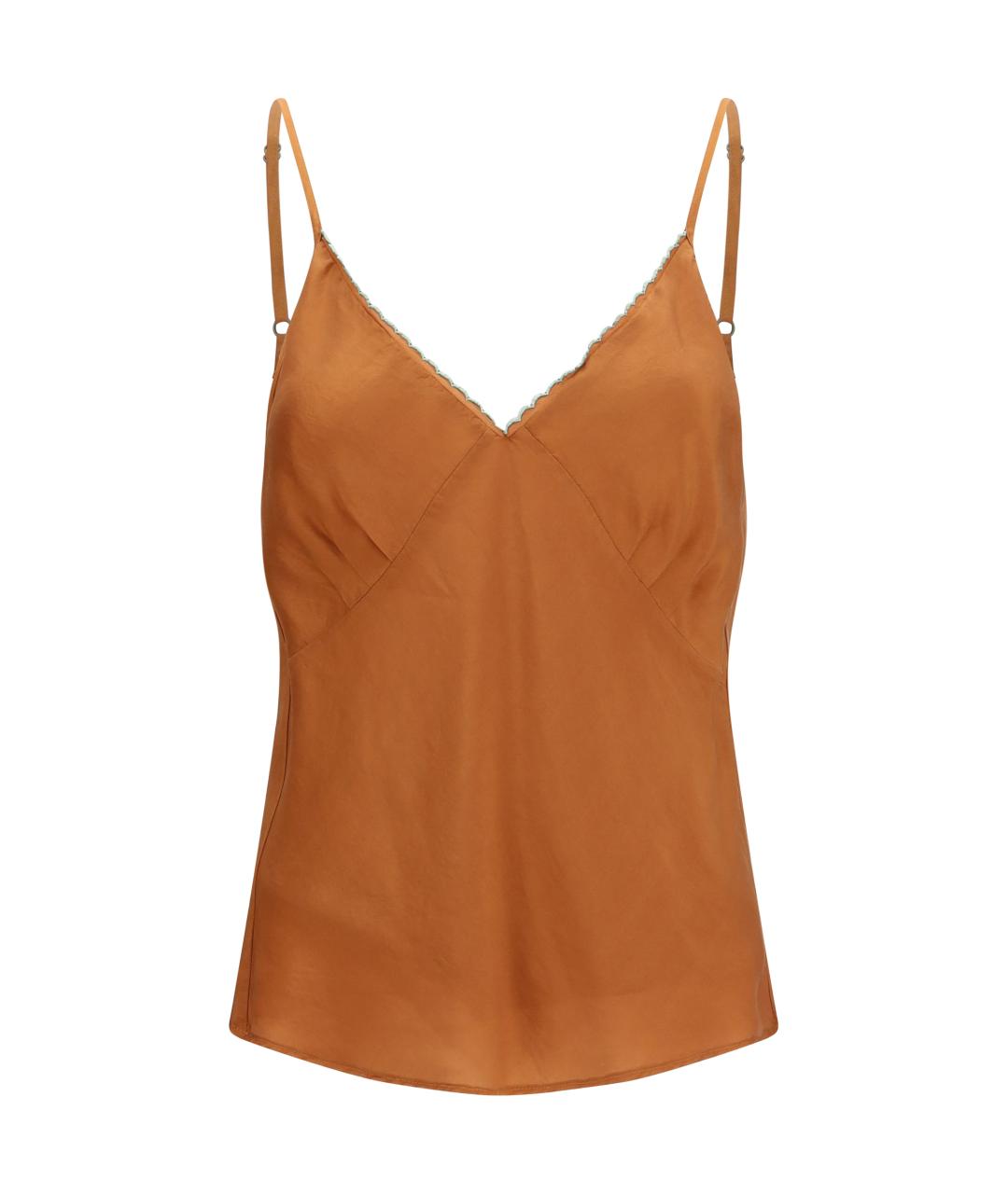 FORTE FORTE Коричневая шелковая майка, фото 1