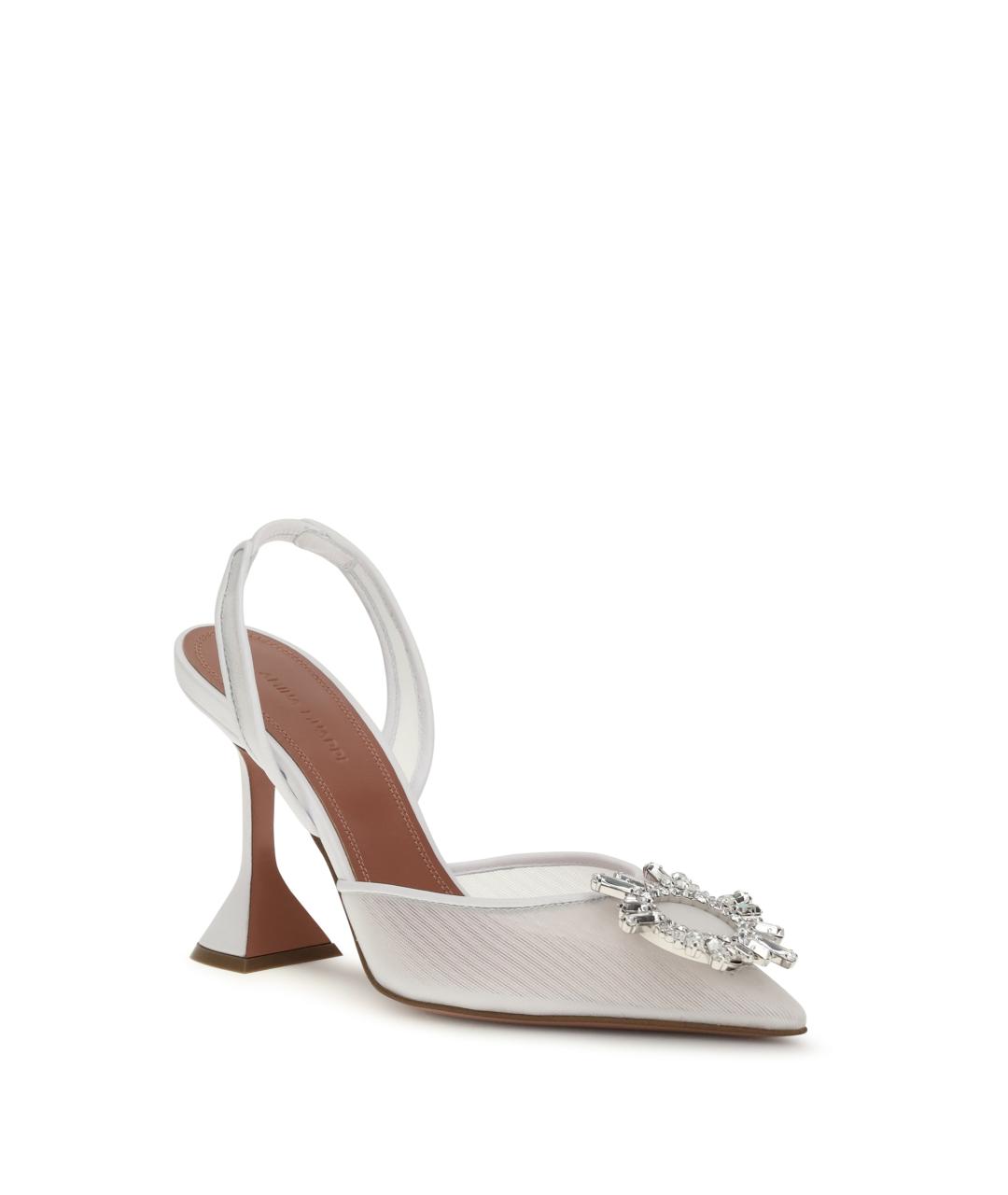 Amina Muaddi Белые текстильные туфли, фото 2