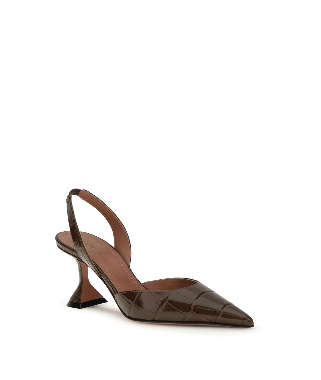 Amina Muaddi Коричневые кожаные туфли, фото 2