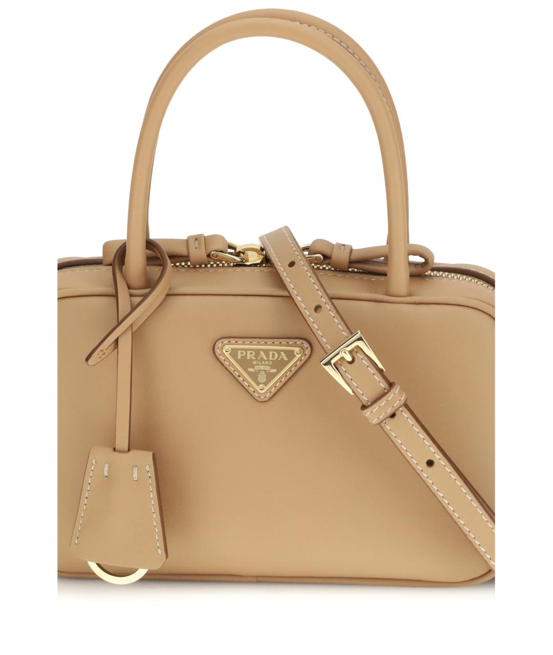 PRADA Бежевая кожаная сумка тоут, фото 4
