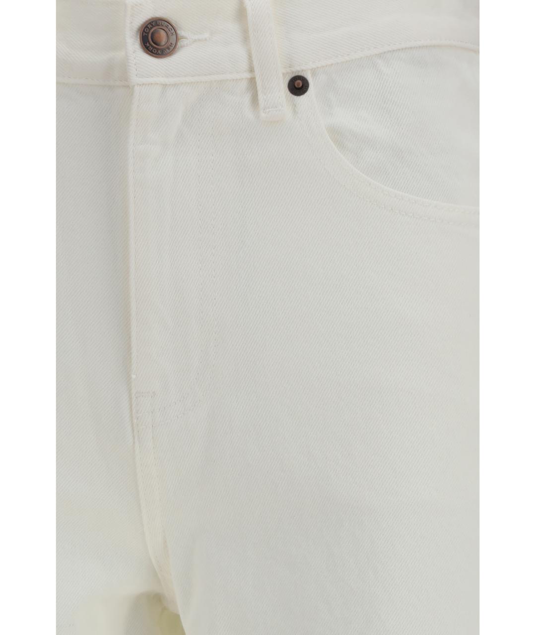TORY BURCH Белые хлопковые прямые джинсы, фото 3