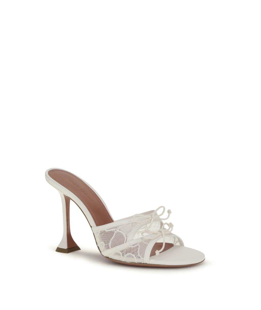 Amina Muaddi Белые текстильные мюли, фото 2