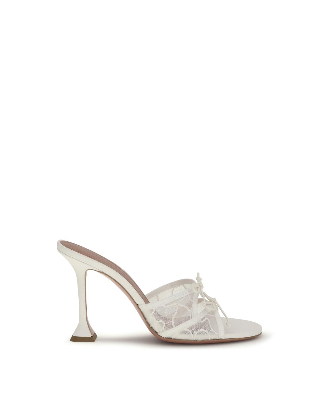 Amina Muaddi Белые текстильные мюли, фото 1