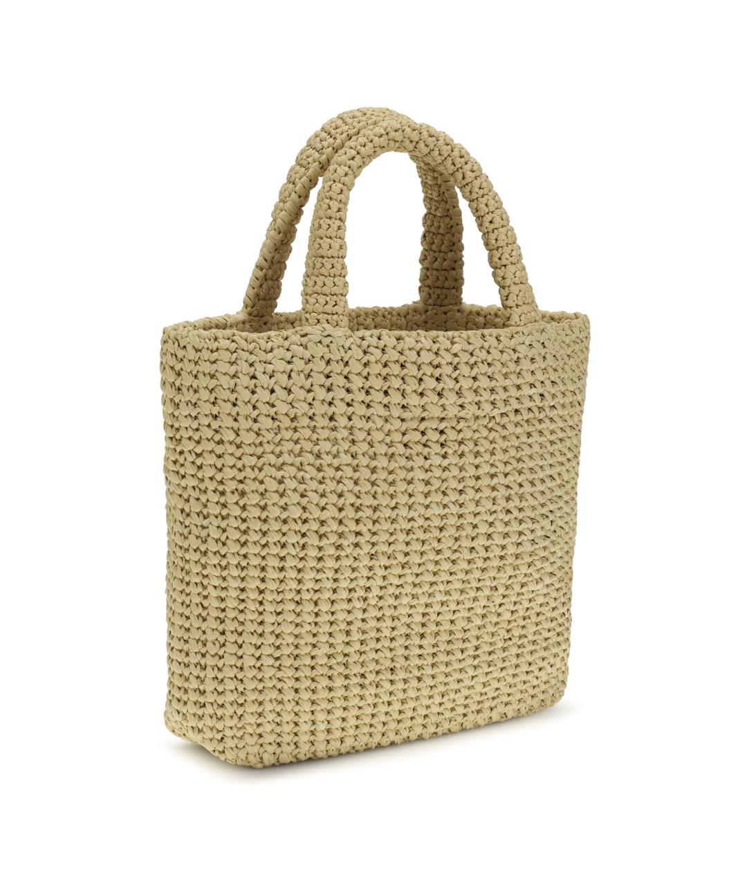 PRADA Бежевая пелетеная сумка тоут, фото 3