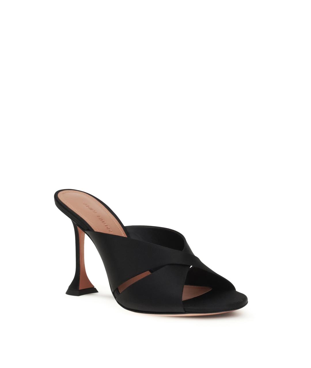 Amina Muaddi Черные текстильные мюли, фото 2