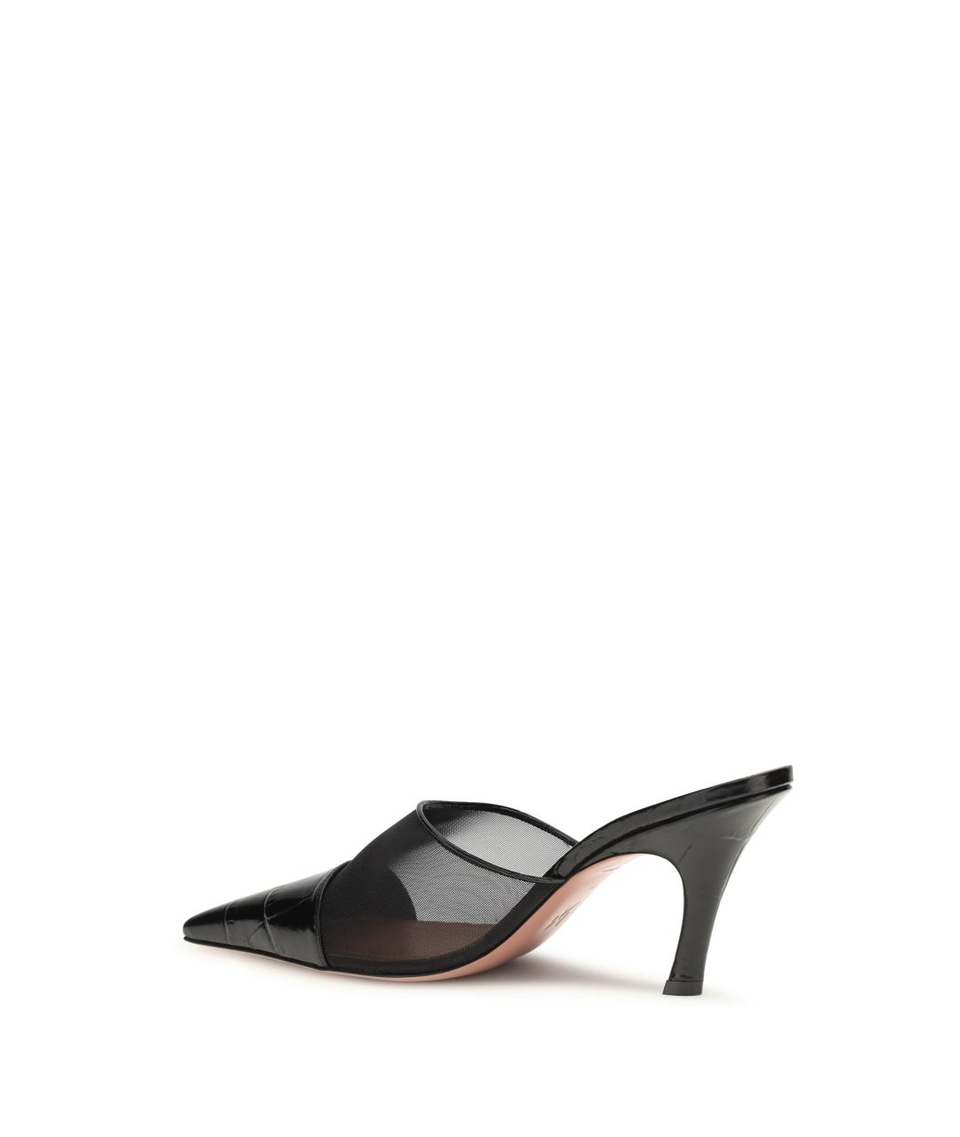Amina Muaddi Черные кожаные мюли, фото 3