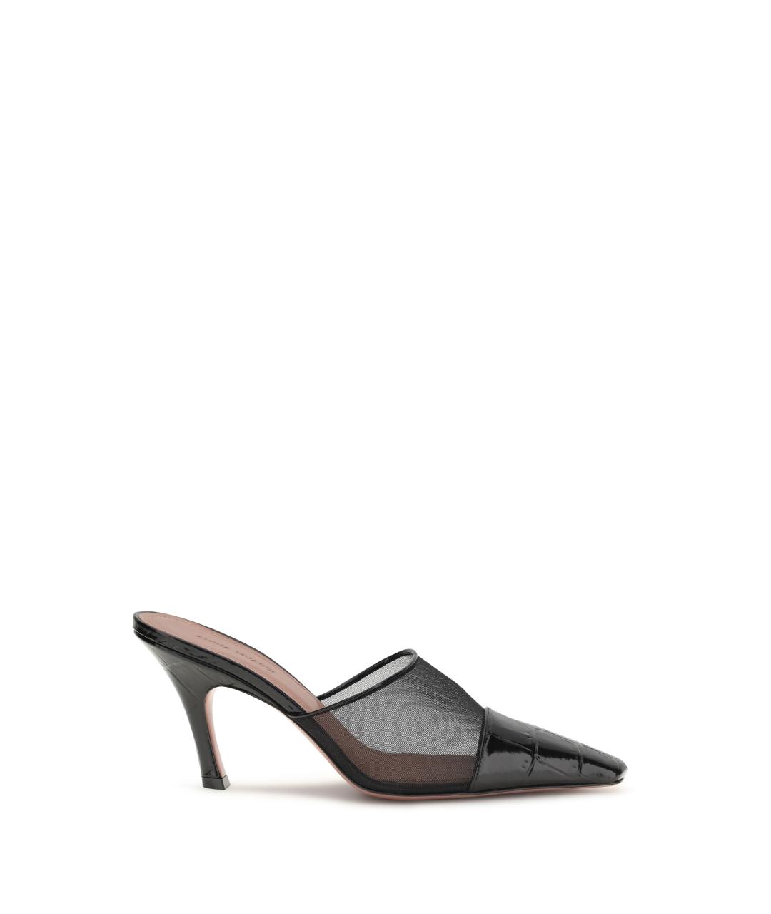 Amina Muaddi Черные кожаные мюли, фото 1