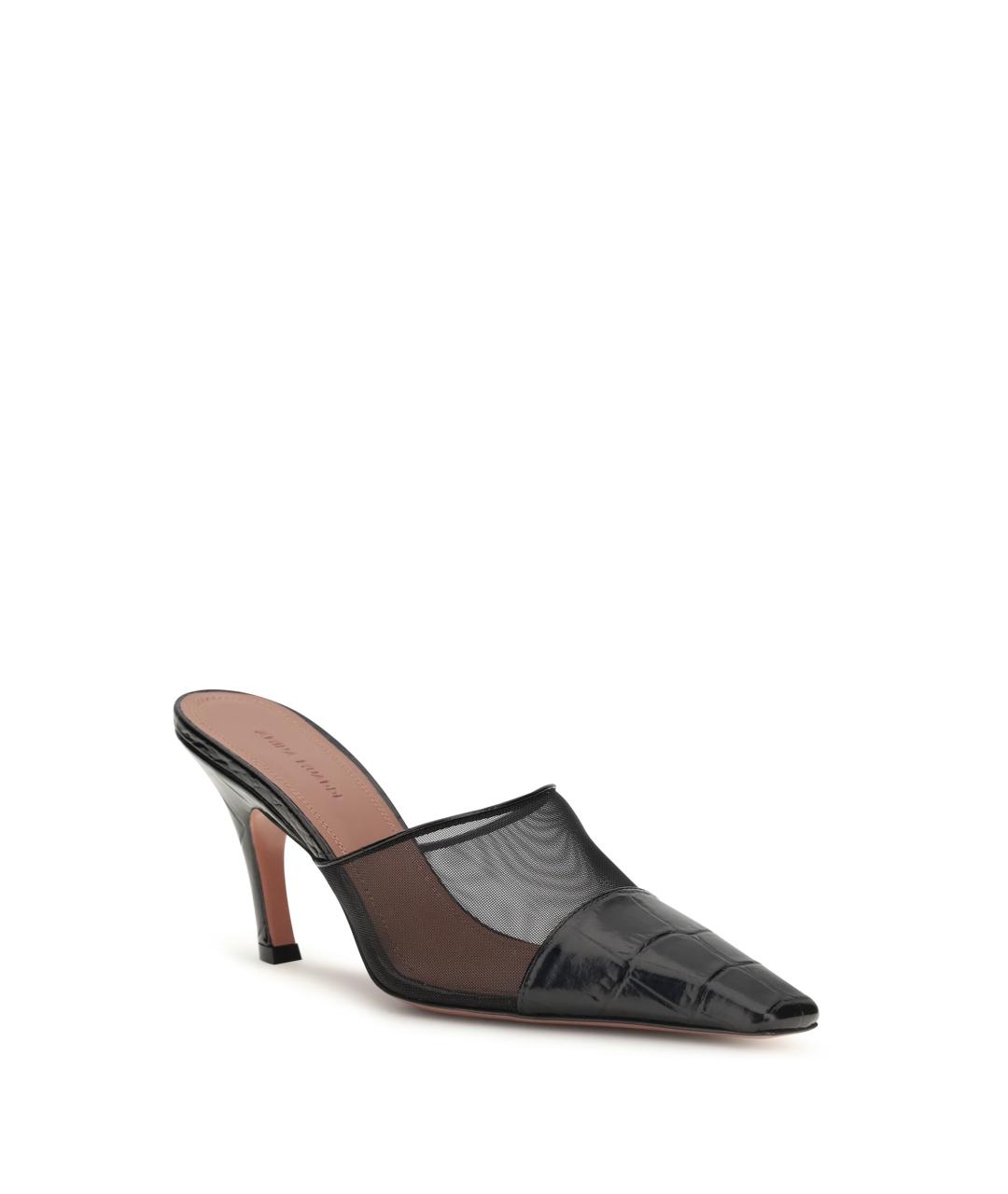 Amina Muaddi Черные кожаные мюли, фото 2