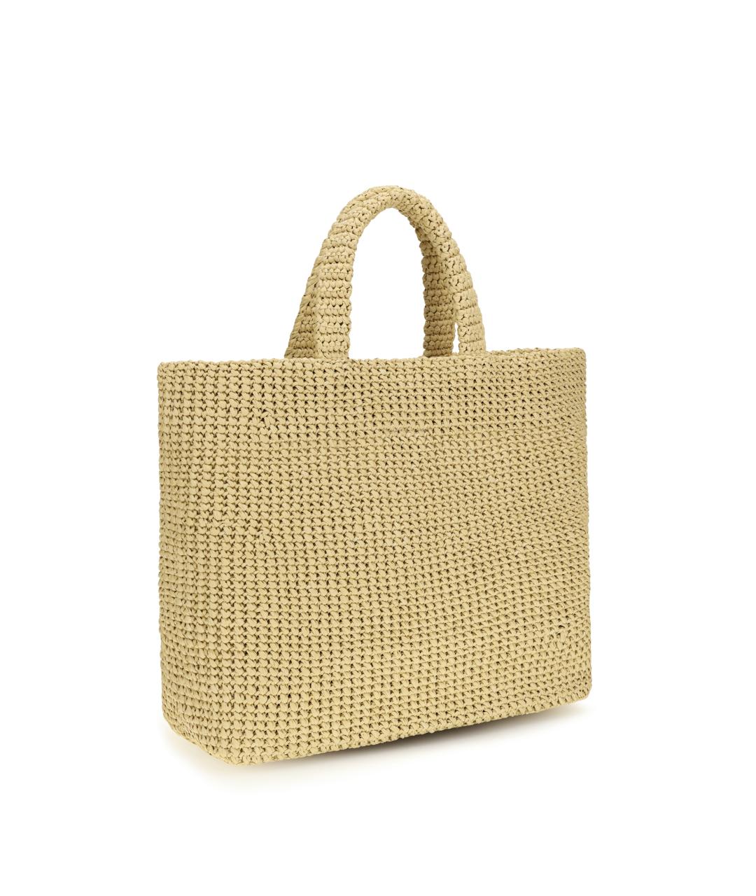 PRADA Бежевая пелетеная сумка тоут, фото 3