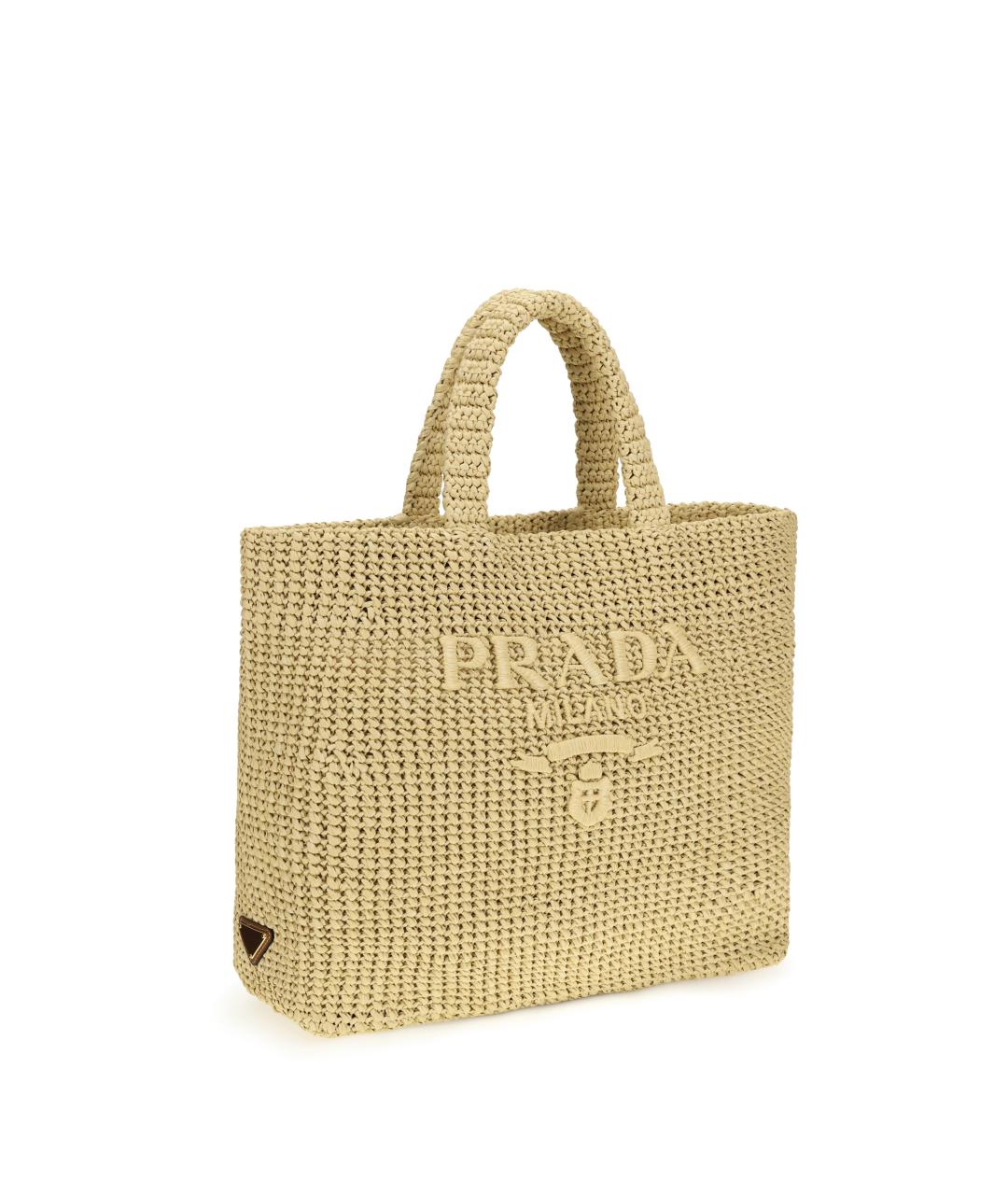 PRADA Бежевая пелетеная сумка тоут, фото 2