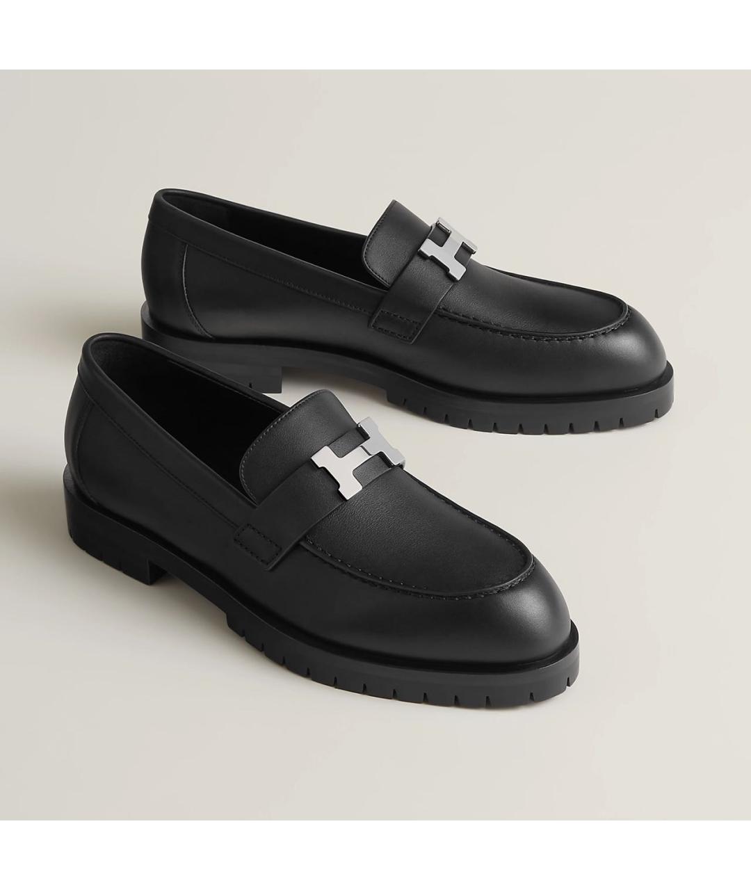 HERMES Черные кожаные лоферы, фото 2
