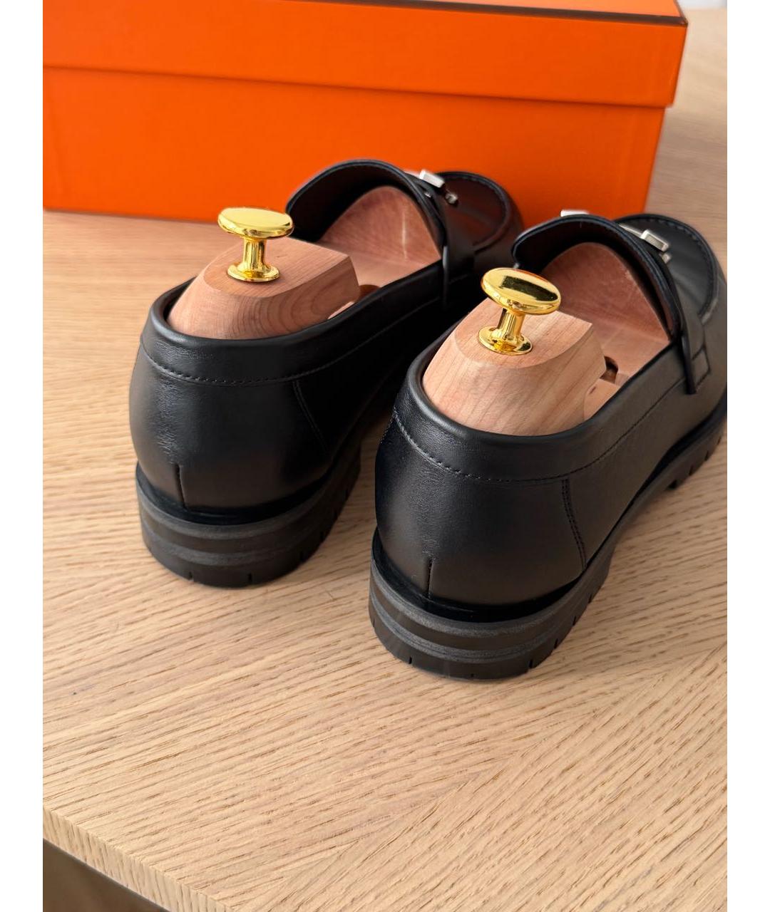 HERMES Черные кожаные лоферы, фото 6