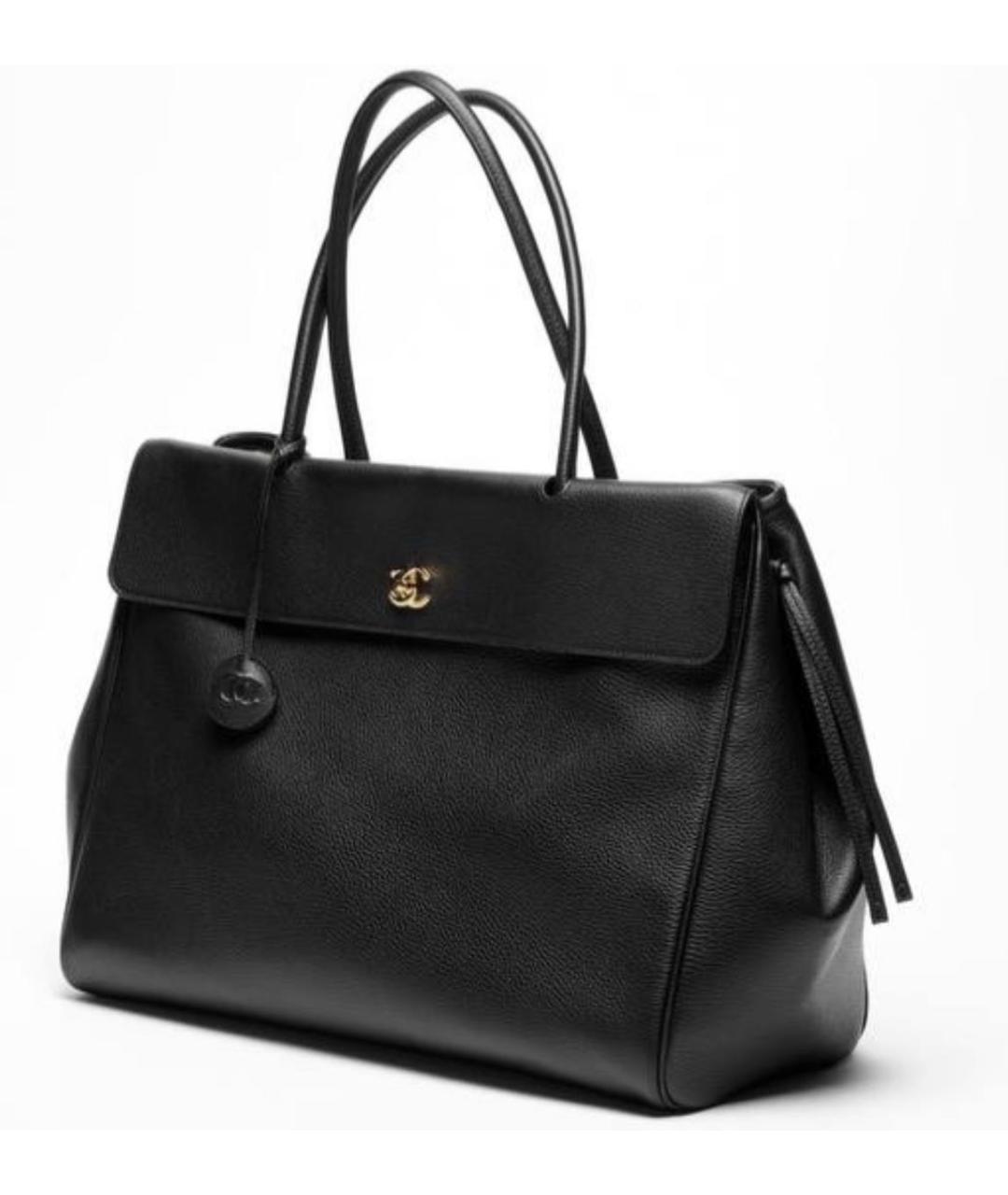 CHANEL Черная кожаная сумка тоут, фото 2