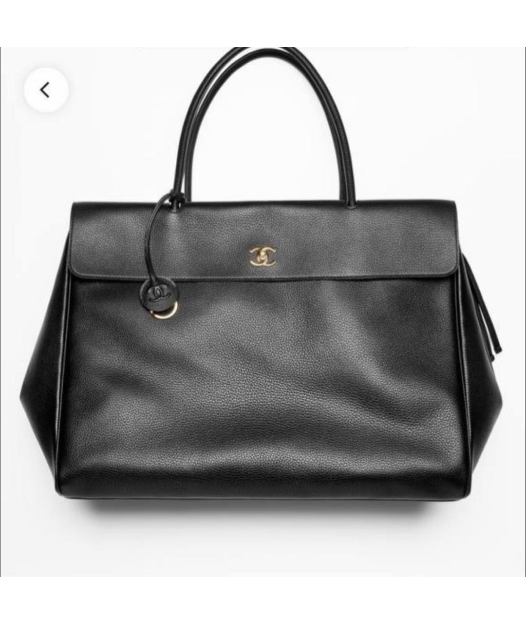 CHANEL Черная кожаная сумка тоут, фото 4