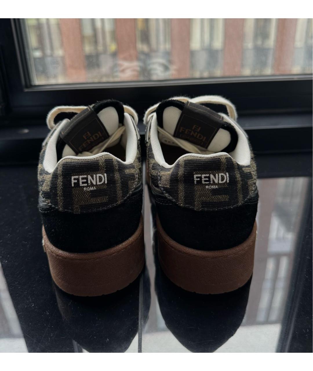 FENDI Коричневые текстильные кеды, фото 4