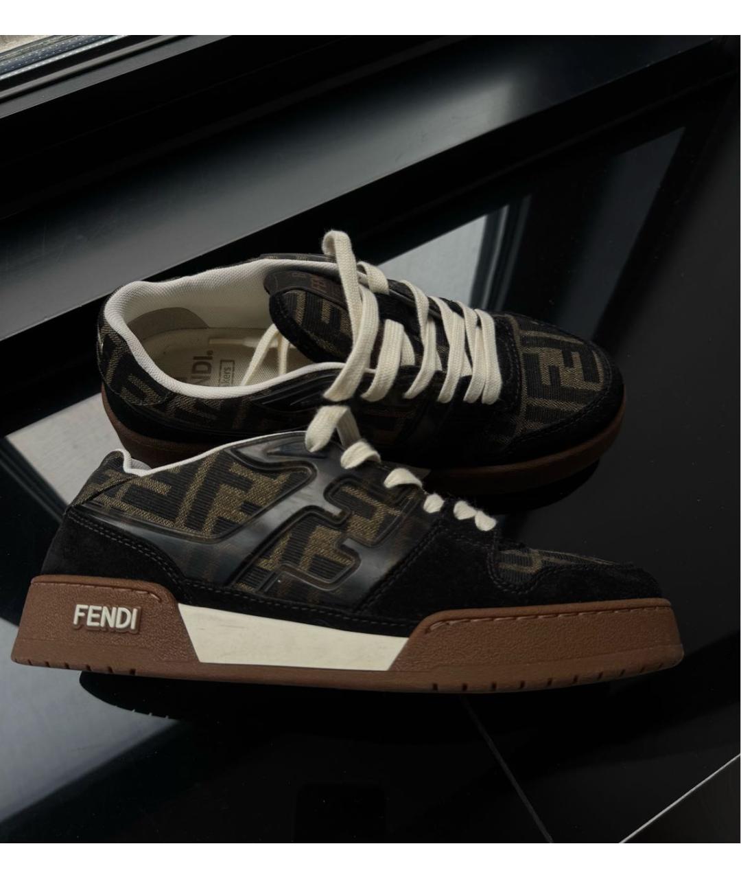 FENDI Коричневые текстильные кеды, фото 6