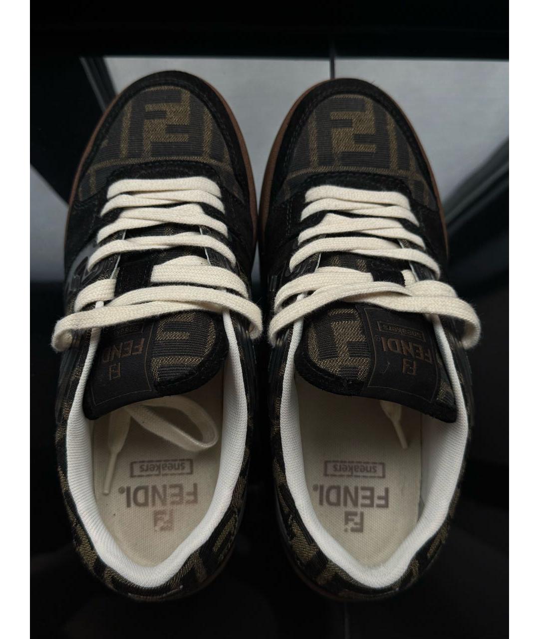 FENDI Коричневые текстильные кеды, фото 3