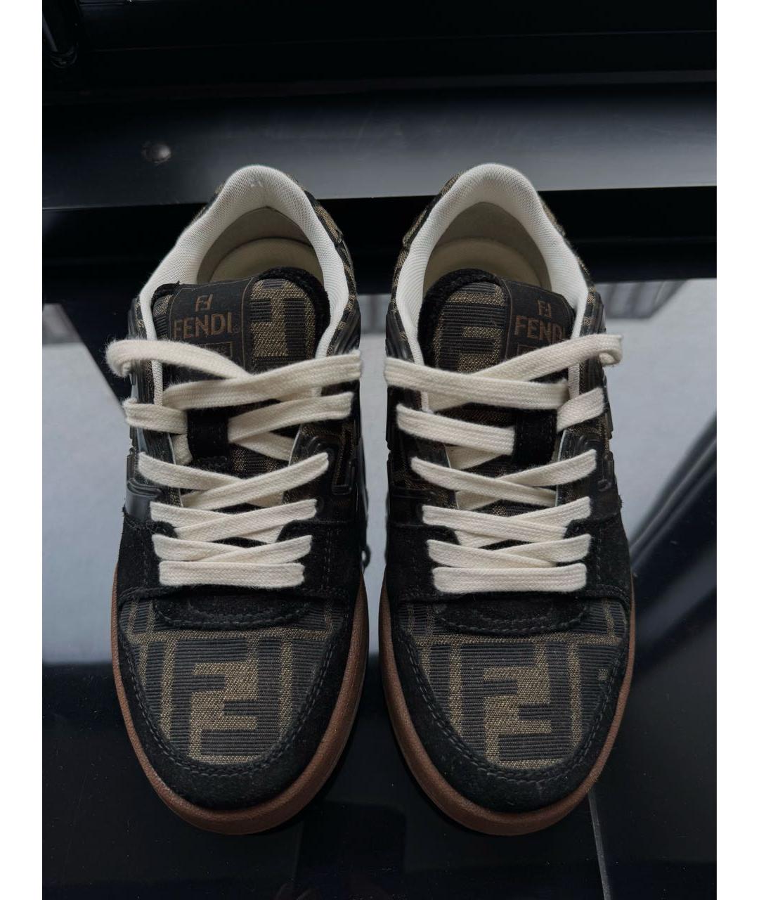 FENDI Коричневые текстильные кеды, фото 2