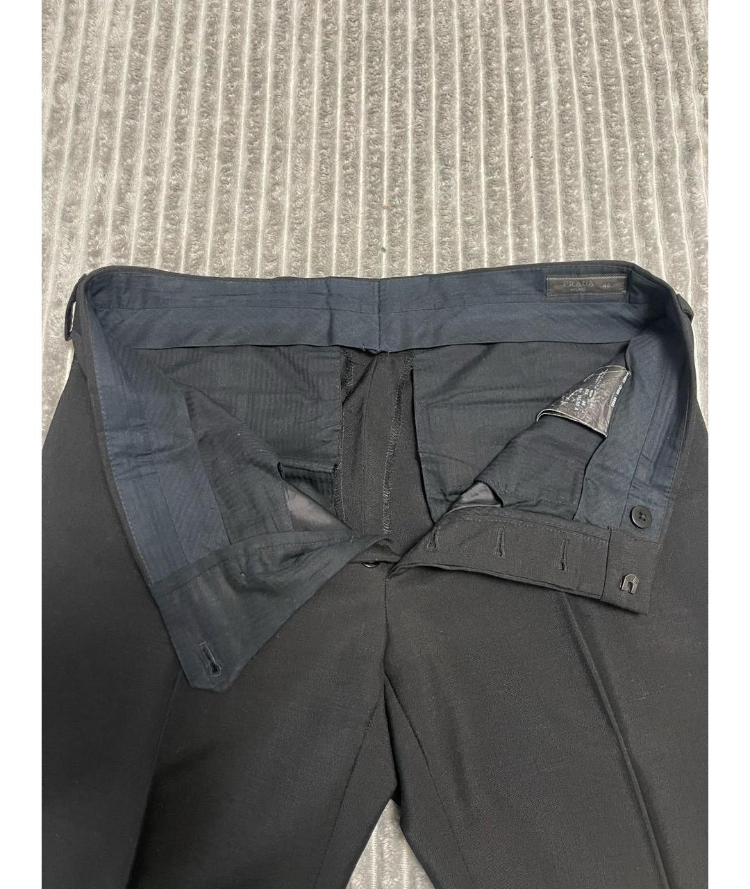 PRADA Черные хлопковые классические брюки, фото 3